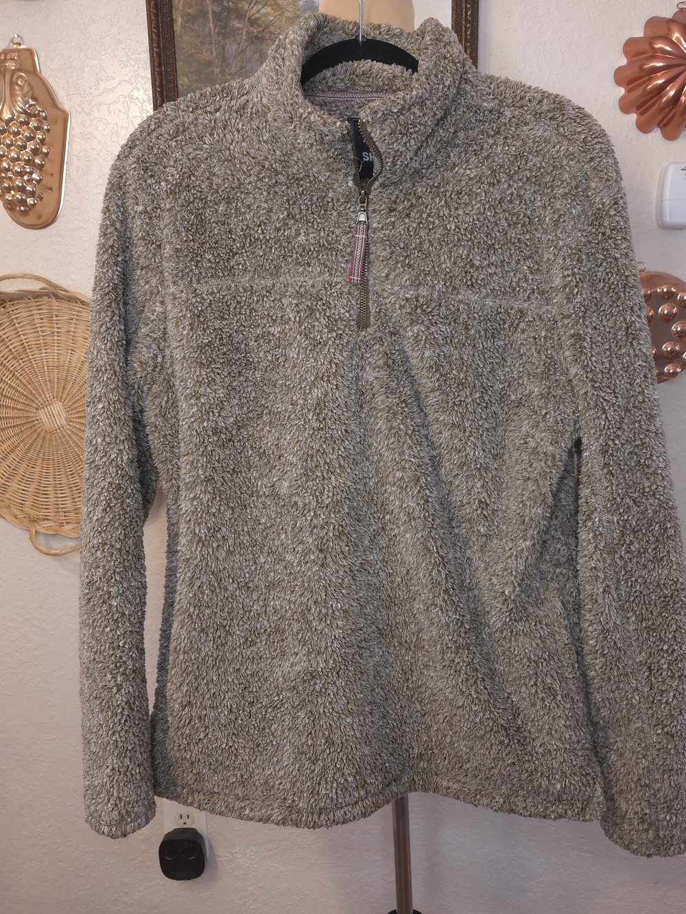 Alpine Sherpa Men's Medium Brown Teddy Fleece Quarter Zip Pullover Cabincore